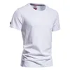Aiopeson Sommar 100% Bomull T-shirt för män Casual O-nacke -Shirt Kvalitet Solid Färg Mjukt hem och Daily s shirts 210629