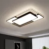 أضواء السقف LED الحديثة أسود أبيض مع التحكم عن بعد مربع مستطيل شنقا مصابيح ل غرفة المعيشة بهو نوم مطبخ