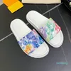 Kvinnor Waterfront multicolor tofflor Gummi yttersula Slides målning blommor designer plattform sandal färgglada sommar keath skor flip flop