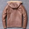 Men's Leather & Faux Winter Sheep Fur Natural Wool Shearling Thick Warm Jacket Mens Sheepskin Coat Plus Size Jackets