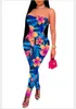 Productbloem Gedrukte Skinny Hoge Taille Klassieke Potloodbroek Sexy Womens Jumpsuits en Rompertjes Party Club Catsuits 210525