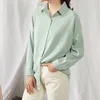 Multi color Casual Lapel Loose Long Sleeve Elegant White Pink Tops Plus Size Solid chic chiffon Blouse Women 9862 210508