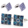 10Pairs / lote clássico azul esmalte floco de neve floco abotoaduras cobre chapeamento link vincular estilo de negócios jóias acessórios inteiros