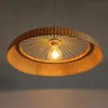 Bambou osier rotin anneau abat-jour lampes suspendues luminaire rustique Vintage primitif suspendu Design Restaurant E27 E26 ampoule