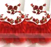 2022 Söt Mini Quinceanera Klänningar Liten toddler Floral Applique Crystal Off Shoulder Pageant Dress Kids Graduation Teens