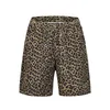 Mäns Shorts Slatt Drawcord Elastic Waist Bomull Tyg American Street Trend Hip Hop Skateboard Loose Leopard Shorts