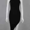 Summer Women Sexy Designer Mid-calf Black Bandage Dress Elegant Prom Celebrity Bodycon Party Vestido 210527