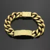 Goldfarbe Männer vereist Edelstahl Marke Frauen Armbänder Mode Strass Miami Cuban Link Kette Hip Hop Armband