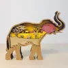 3D лазерное срезы Мон -сын Слон ремесленные деревянные скульптура статуэтки домашний декор подарки подарки на установление лесных животных.