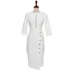 white dress for women Summer Korea Half Sleeve crew neck polyester OL hollow Out Ladies Office Sexy Party Dresses 210602