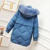 Vinter Real Natural Fur Hooded Long Jacket Kvinnor 90% Vit Duck Down Coat Loose Casual Drawstring Tjock varm Snö Outwear 210430