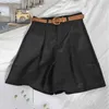 Sjerpen casual vrouwen katoen shorts krimpende hoge taille slanke zomer chique dames breed been korte broek losse meisje 210531