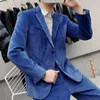 Herenpakken Blazers Hoge Kwaliteit Koreaanse Slim Fit Goud Fluwelen Pak Mannen Kleding 2021 Simple Business Formal Wear Wedding Dress Jacket + Pants