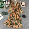 Neploe Bohemian Women Jumpsuits Summer Fashion V-Neck Flare Sleeve Playsuits Korean Retro Wide Leg Pants Bodysuits 95186 210422