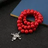 Naszyjniki wiszące anime One Piece Portgas D Ace Red Beads Naszyjnik Choker White Broda Wisiorki