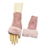 Cinq doigts gants diamant peluche tricot demi doigt femmes noir blanc marine gris kaki géométrique chaleur extérieur extérieur automne hiver