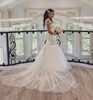 Stylish Mermaid Lace Wedding Dresses Beaded Backless Bridal Gowns Sheer Bateau Neck Plus Size Sweep Train Tulle Vestido De Novia 326 327