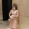 Летние оборки Корея Славным рукавом поддельные два куска лоскутное плед дикие женщины русалка драпированные мини платья 210514