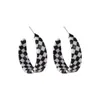 Hoop & Huggie Modern Black White Plaid Round Acrylic Earrings For Women Geometry Statement Fashion Jewelry Houndstooth Chessboard Brincos