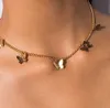 Mode Halsband Lovely Golden Silver Plated Butterfly Halsband Kort Kvinnor Sommarlov Romantisk Present Smycken Grossist
