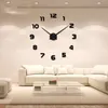 Reloj de pared grande, pegatina de espejo 3d, reloj de número grande único, decoración Diy, calcomanía artística, decoración moderna para el hogar