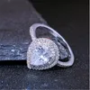 Vecalon Water Drop Promise Ring 925 Sterling Silver Diamond CZ Engagement Bröllop Band Ringar för Kvinnor Bridal Fashion Smycken Gift