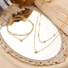 Colares de pingentes Colar de pérolas simples para as mulheres 2021 queda cor ouro multi camada cadeia gargantilha casamento elegante jóias