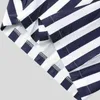 Fashion Striped Rompers Mens 2021 Casual Playsuit Short Sleeve Button Shorts Lapel Jumpsuit Drawstring Streetwear H1210