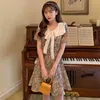 Sommar Kvinnor Kläder Koreansk Sailor Collar Vintage Short Sleeve Mini Dress Daisy Floral Print Boho Beach A-Line Chiffon 210514