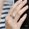 2PCS / set Luxury Female White Bridal Wedding Ring Fashion 925 Silver Filled Jewelry Promise CZ Stone Engagement Rings For Women
