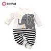 Lente en herfst casual katoen geboren babykleding kruipen pak schattige olifant patroon jumpsuit 210528