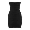 Casual Dresses S 2021 Kvinnor Summer Black Nude Cut Out Adrapless Ruched Short Mini Party Dress Whole9762939