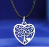 Mode mannen en vrouwen roestvrij staal hart lucky tree hanger titanium sieraden vrije keuze kraal ketting lederen touw o ketting