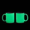 Sublimation Glow in the Dark 11oz Ceramic Mugs with Handle Foam Box White Blanks Procelain Coffee Mug Green Luminous Water Bottle DIY Gift for Children Besties Couple