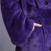 Nerazzurri Hiver Surdimensionné Violet Chaud Fluffy Doux Fausse Fourrure Manteau Femmes À Manches Longues Ceinture Piste Lâche Casual Mode Coréenne 211122