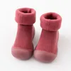 First Walkers Kids Toddler Neonati maschi Ragazze Solid Warm Knit Soft Sole Scarpe in gomma Calzini Calza pantofola