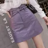 Black PU Leather Skirt Summer Autumn Pencil Midi Skirts Elegant High Waist Wrap Skirts with Belt 210608