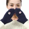 Automne hiver filles renversé demi doigt gants tricotés en peluche gants sans doigts doux épaissir extérieur main poignet plus chaud mitaines