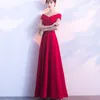 Printemps femmes rouge soirée robes de soirée à manches courtes col en V Fit et Flare longue Maxi robe d'été Lady robe de bal Robe Longue Femme 210520