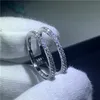 Fashion Cross ring 925 Sterling zilver Pave Dianmond cz Engagement Trouwringen voor vrouwen Verklaring Partij Sieraden Gift