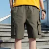 Mens Shorts Casual Streetwear Cotton Strainght Drawstring Solid Homme med stora fickor Mode Märke Män Kläder