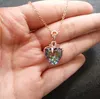 Jóias amor coração birthstone cristal pingente colar ouro prata chapeado cadeia encantos ab colorido zircon