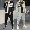 Heren Trainingspak Man Twee Stuk Set Sweatsuit Polyester Overalls Leisure Suit Hooded Jassen en Hip Hop Harlan Broek 210917