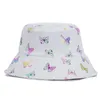 Mode kvinnliga hink hattar färg fjäril tryckning sommarmössa för utomhus gata solskyddsmedel sol hatt kvinnlig panama bred grim elob22