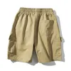 Pantaloncini da uomo Estate Plus Size Cotone Elastico in vita Lavoro Bermuda Pantaloni larghi larghi Army Green Cargo maschile Casual Short 210806