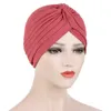 Nieuwe Mode Bandana's Dames Turban Moslim Hat Twist Hijab Bonnet Cap Dolid Color Indian Hat Geplooide Design Hoofddeksels