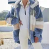 Damesjassen Europa en de Verenigde Staten 2022 Autumn Winter Warm pluche pluche rits pocket Hapleed Loose Jacket Women