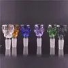 Colorful new design 14mm male diamond skull glass tobacco pipe bowl for water smoking bong