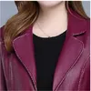 Faux leather Coat Autumn Women Black Wine Red XL-6XL plus Size Korean Temperament Jacket Long Sleeve Short Fashion Jacket JD307 210909