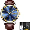 Wristwatches 2021 Watches Mens Top Fashion Quartz Gold Clock LIGE All Steel Men Wristwatch Waterproof Date Week Dial Watch+Box